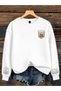 Women's Stay Kind Chest and Flower Sleeve Printed Comfortable Fit Crew Neck White Sweatshirt
