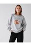 Women's Bear Image Graphic Printed Comfortable Fit Crew Neck Gray Sweatshirt - 3