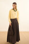 Pleated Linen Skirt Brown - 5