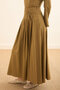 Pleated Linen Skirt Khaki
