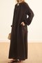 Yakadan Pleated Muslin Dress Brown - 4