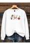 Women's Autumn Leaves Graphic Printed Comfortable Fit Crew Neck White Sweatshirt