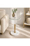 35X35 cm Artificial Marble Gold Side Table - 2