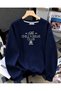 Women's the Chill Relax Graphic Printed Comfortable Fit Crew Neck Navy Blue Sweatshirt