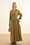 Drawstring Linen Dress Khaki