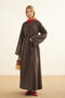 Drawstring Linen Dress Brown - 2