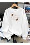 Women's Whatever Butterfly Graphic Printed Comfortable Fit Crew Neck White Sweatshirt