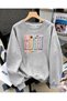 Women's Fruits Flower Special Design Graphic Printed Comfortable Fit Crew Neck Gray Sweatshirt