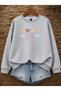Women's Be Youtiful Written 4 Heart Printed Comfortable Fit Crew Neck Gray Sweatshirt