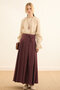 Pleated Linen Skirt Burgundy - 2