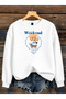 Women's Weekend Teddy Bear Printed Comfortable Fit Cotton Crew Neck White Sweatshirt