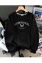 Women's Copenhagen Written Butterfly Printed Comfortable Fit Crew Neck Black Sweatshirt