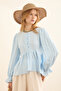 Beli Gathered Muslin Blouse Blue