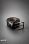 Men's Faux Leather Matte Black Slim Classic Buckle 3.5 cm Belt - 4