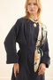 Tie-Up Bat Sleeve Trouser Set Navy Blue - 2