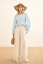 Elastic Waist Wide Leg Trousers Stone