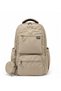 Dp Casual a Quality Cream 6 External Zipper Compartments Water Repellent School Sports Travel Daily Light Fabric Backpack 7-7 - 2