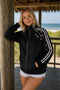 Sakura Embroidery Three Stripe Detailed Street Wear Y2K Zipper Jacket - 5