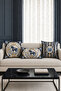 Blue Gold Horse Patterned 3-Piece Decorative Throw Pillow Cover Set