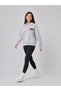 Women's Gray Chest Printed Polo Collar Snap Button Low Shoulder Sweatshirt - 4