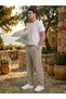 Men's Lightly Textured Linen Blend Pants with Elastic Waist and Pockets, Relaxed Fit - 3