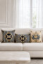 Navy Blue Butterfly Patterned Set of 3 Decorative Throw Pillow Covers