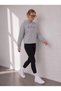Women's Gray Front Stitched Printed Hoodie Comfortable Fit Oversize Hooded Sweatshirt - 3