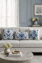 Blue Rose Butterfly 3-Piece Decorative Throw Pillow Cover - 2