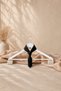 Wooden Clothes Hanger Set with White Ribbon and Black Tie - Wedding Dress and Groom's Suit Hanger - 2