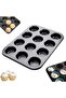 12-Cup Muffin Pan – Non-Stick Carbon Steel Cupcake & Muffin Tray | Rectangular Baking Pan for