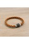 Wristane Braided Leather Men's Bracelet – Tan with Steel Detail - 2
