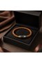 Wristane Braided Leather Men's Bracelet – Tan with Steel Detail - 3