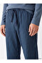 Navy Blue Regular Fit Striped Men's Pajama Bottoms - 3