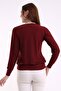 Women's Crew Neck Textured Burgundy Long Sleeve Blouse - 4