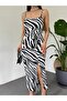 Zebra Patterned Strappy Deep Slit Wrap Summer Dress