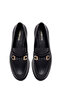 Women's Black Buckle Leather Masculine Loafer Af180019Dv - 4