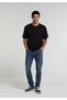Slim Fit Low Waist Narrow Leg Men's Dark Indigo Denim Jean Trousers