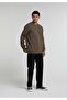 Regular Fit Round Neck Plain Men's Brown Sweatshirt - 3