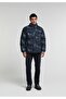 Regular Fit Stand Collar Zippered Lined Men's Navy Blue Coat - 3