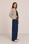 Women's Beige, Lined, Cropped Length, Zipper Detail, Balloon Sleeves, Oversize Seasonal Jacket - 4