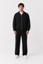 Men's Black Premium, Gabardine, Zippered Polo Collar, Oversize, Seasonal Casual Jacket - 2