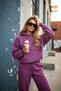 Women's Three-Thread Ribbed Tracksuit Set – Oversized Hooded Sweatshirt and Relaxed-Fit Pants - 4