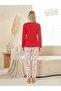 Heart Patterned Teddy Bear Pajama Set, Bottom and Top Pajama Set - 3