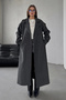 Anthracite Belted New Season Lined Premium Quality Comfortable Fit Women's Cashmere Coat