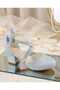 Blue Carnation Cross-Strap Bow-Knot Sand Glitter High-Heeled Evening Dress Shoes - 4