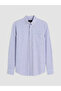 Ozmarka New Season Blue Regular Fit Striped Oxford Men's Shirt - 5