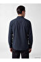 Özmarka New Season Navy Blue Regular Fit Linen Look Men's Shirt - 3