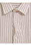Özmarka New Season Ecru Regular Fit Striped Men's Shirt - 7