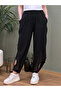 Women's Black Linen Mesh Bohemian Trousers, Shalwar, Elastic Waist, Pockets, Cuffed Cuffs, Pinterest - 8