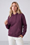 Soft Cherry Standard Hooded Basic Women's Sweatshirt with Kangaroo Pocket - 97321 - 4